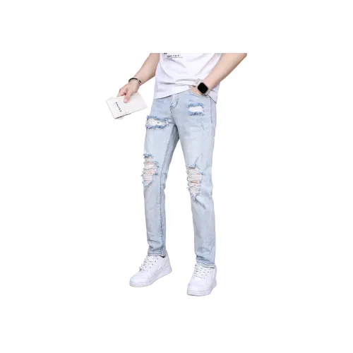 FUERZA Светло-синие Унисекс Джинсы