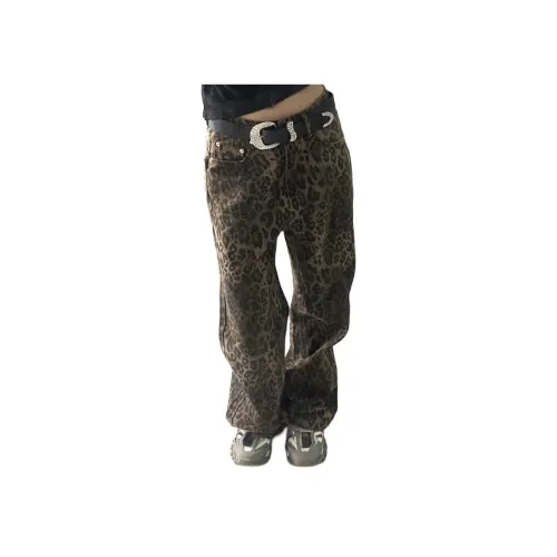 YEARNED Женские джинсы с леопардовым принтом