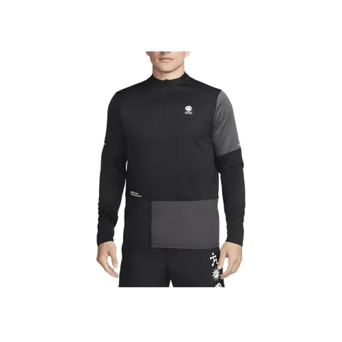 nike Dri FIT Wild RUN Element 1 2 ZIP Graphic Бег Топ Тренировочная одежда Мужской Черный