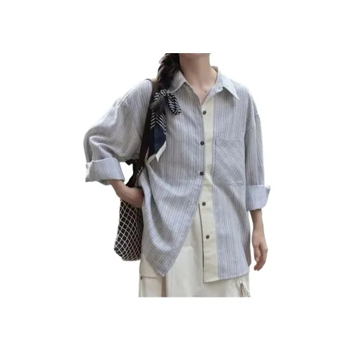 OMOIDAS Blue Women's Shirts ОМОИДАС Синий Женские Рубашки