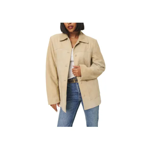 Reformation Veda Lincoln Замша Рубашка Куртка Куртки Пальто Женские Овсяный