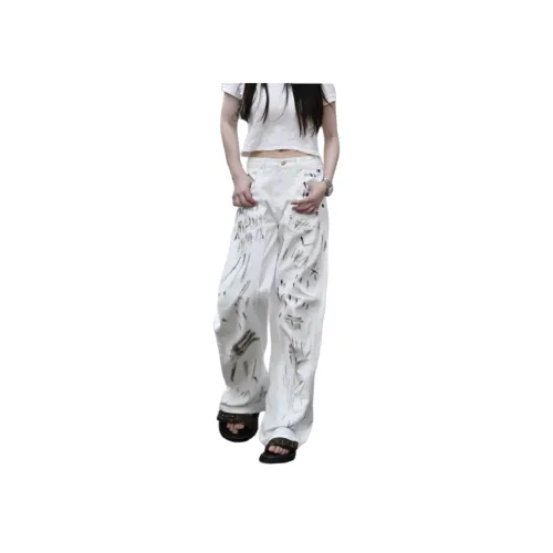 SAGP Graffiti White Unisex Jeans