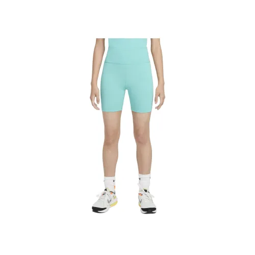 nike Старшие Детские Женские Dri Fit 12,5 см Примерно Байкер Шорты Подростки Зеленый Frost Белый
