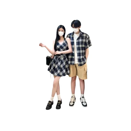 QYPRF Одежда для пары Женское платье + Мужская рубашка Женские парные комплекты