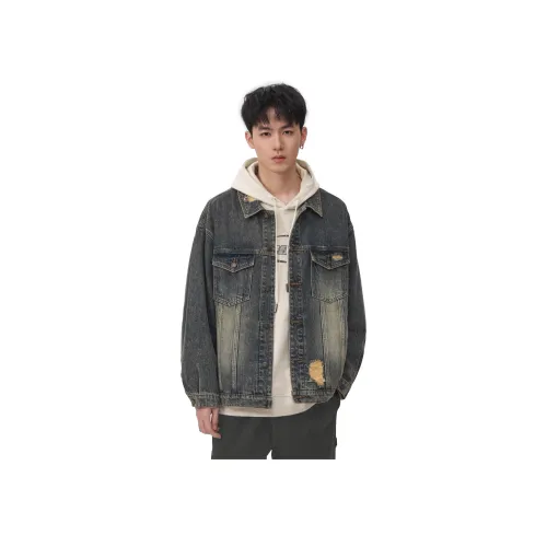 GWIT Камень Mill Синий Деним Мужские Джинсовые Куртки