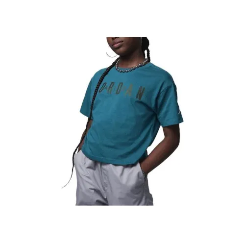 Jordan Kids' Одежда Post Up Boxy Tee T Рубашка Детский Темно-циановый