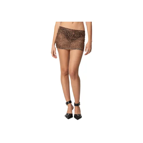 Edikted Леопард С принтом Прозрачный Сетка Мини-юбка Повседневная Короткая Юбка Женская