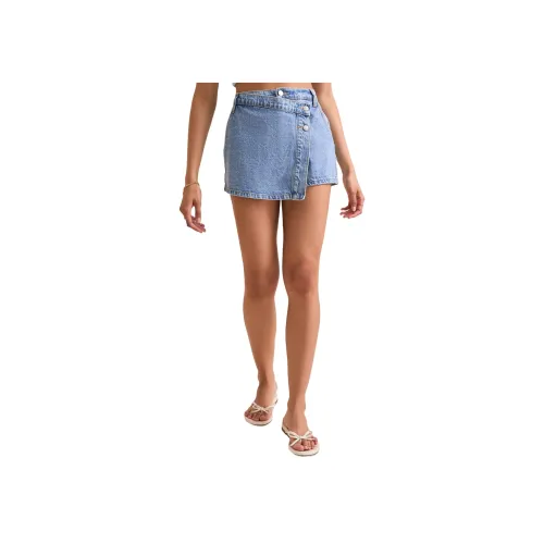 ALTAR'D STATE Denim Overlay Shorts-Skirt Abigail Jeans Shorts Women's