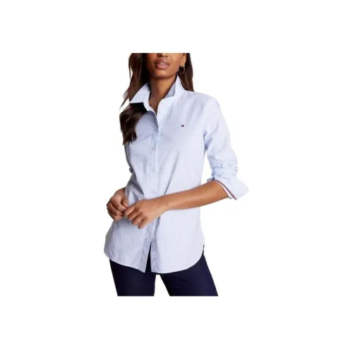 Tommy Hilfiger Стандартный крой Stripe Рубашка Топы Рубашка Женская Синяя