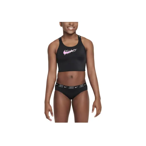 nike Детский купальник Черный Белый playful Розовый Подростки