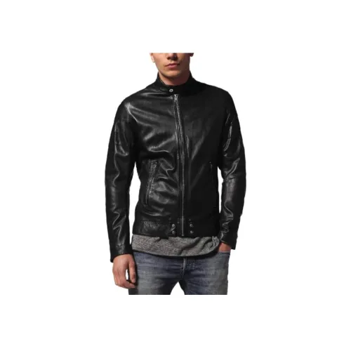 DIESEL Кожа Куртка Мужская Черная