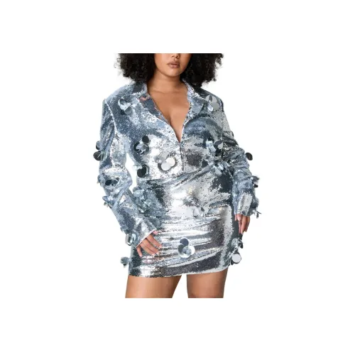 NASTY GAL Плюс Цветочный Украшенный Сиятельная Юбка Повседневная Короткая Юбка Женская Серебряная