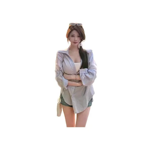 CHILL QIAOER Blue Женские Рубашки