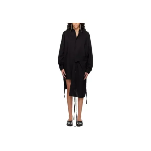 Ann Demeulemeester Длинное платье с длинными рукавами женское черное