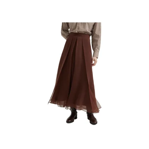 BRUNELLO CUCINELLI Коричнево-красные Женские Повседневные Длинные Юбки
