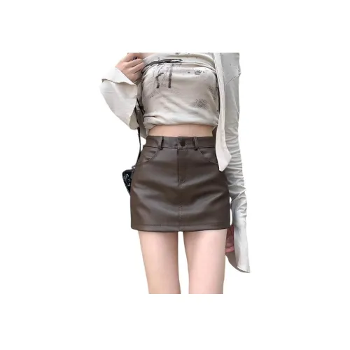 PLUSONEONE+ Кожаные короткие юбки женские