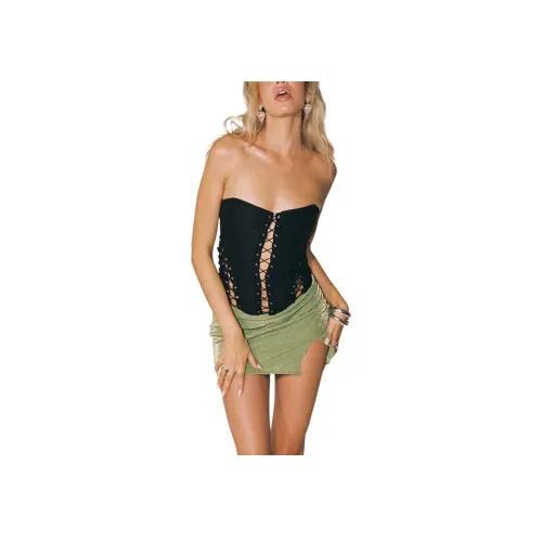 PRINCESS POLLY Эдем LACE UP CORSET Без бретелей Топ Женские BLACK Черный