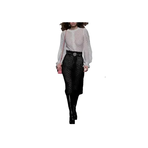 CHANEL 23 Осенне-зимний Длинный рукав Платье Женское Черно-белое