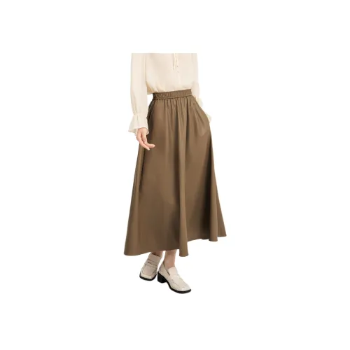 Fragment Casual Long Skirt Women's Green Coffee