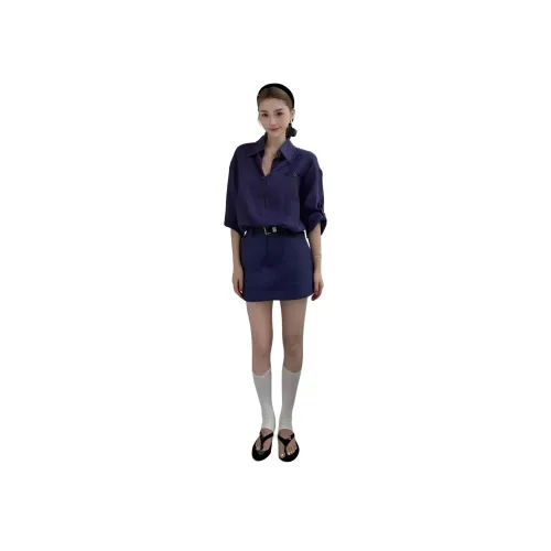 MISSHONEY MH Фиолетовый Комплект с Юбкой Рубашка + Короткая Юбка Женские Юбочные Комплекты