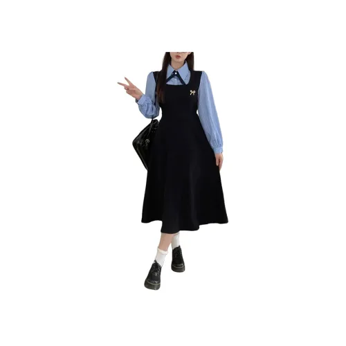 TUSHIFEI Длинное платье с длинными рукавами женское цвет на изображении