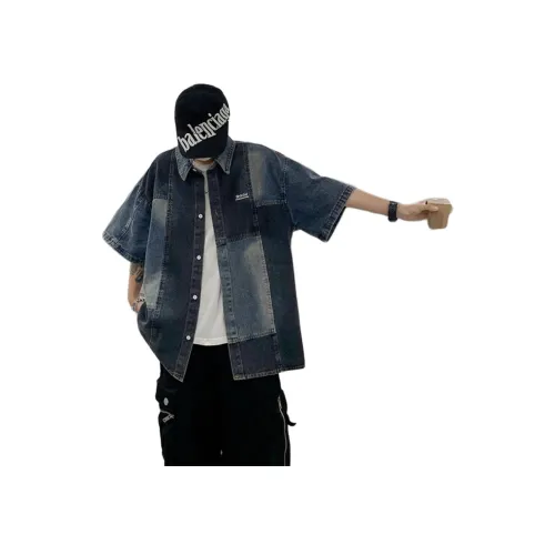 SOUL WORKER Синий Черный Унисекс Рубашки