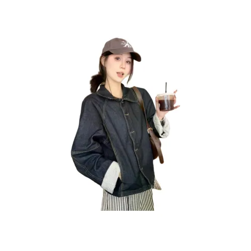 BVODE Темно-синий женский джинсовые куртки