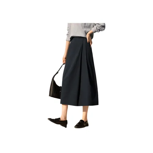 XWI Темно-синяя женская повседневная длинная юбка