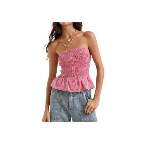 ALTAR'D STATE Emmaline GINGHAM Топ с оборками без бретелей Женский