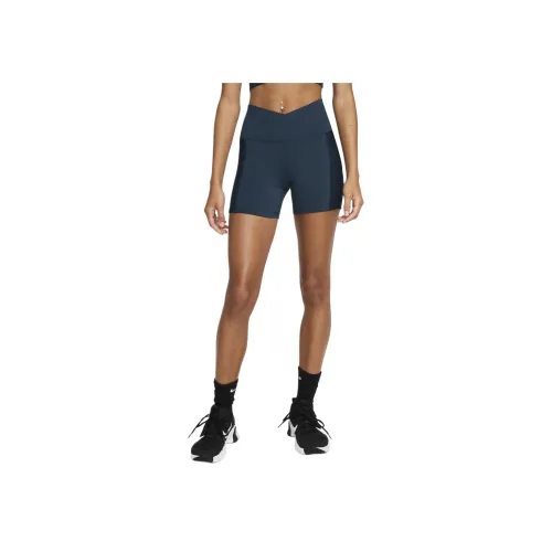 nike one Wrap High Waisted 5' Байкер Шорты Велосипедные Штаны и Велосипедные Шорты Женские Морской Синий