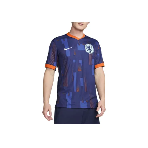 Nike Dri FIT Sport Нидерланды Женская Команда 2024 25 Stadium Гостевой Футбол Джерси Мужской Void Синий Безопасность Апельсин Copa Белый