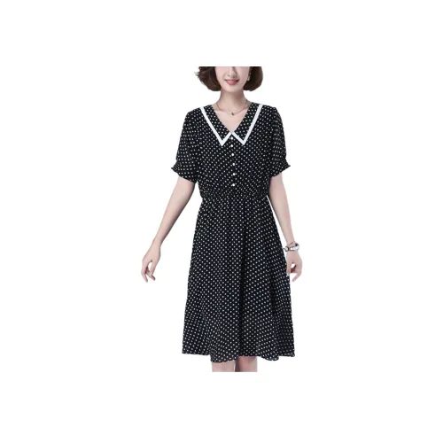 Mula Короткий рукав Платье Женское Черное