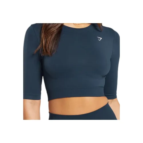 GYMSHARK Морской синий Женские Короткие Топы