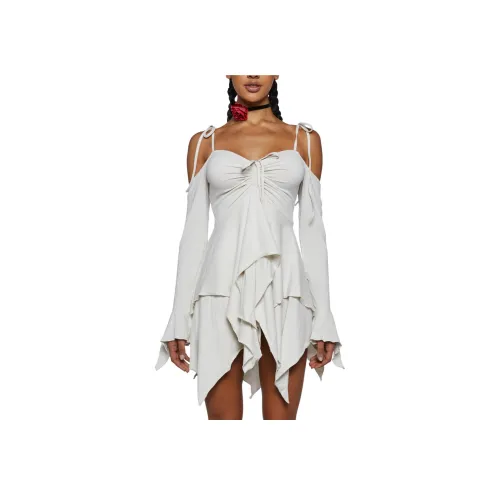 Dolls Kill Current Mood F IS For Fairies Шарф Платье Длинное с рукавами Платье Женское Айвори Айвори