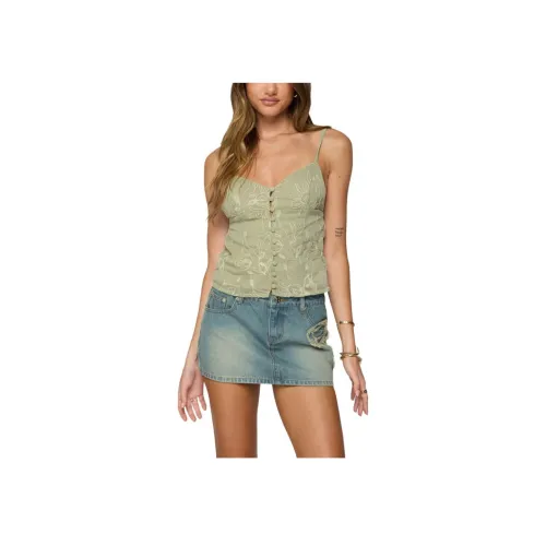 Edikted Вышитый Топ с Пуговицей и Раскрытым Кройом Женская Майка