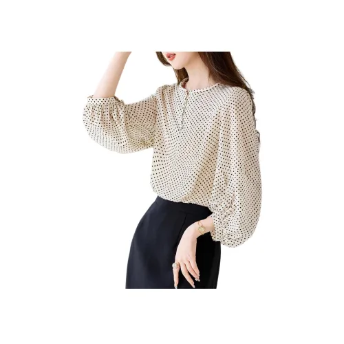 【Dme】 Шифон Рубашка Женская Экрю