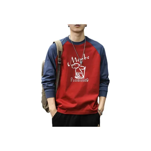 QIANJINNIU Бордовый Мужская T-Рубашка