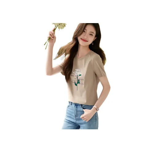 MOHANYIMEI Светлый хаки Женские T-рубашки