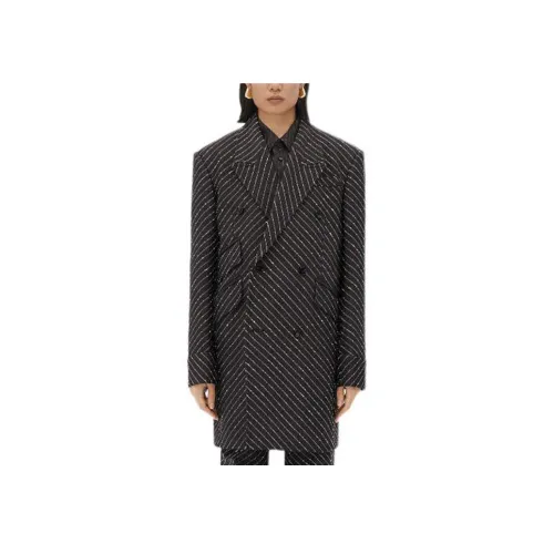 Bottega Veneta Diagonal Boucle Полоска Пальто Женские Черный