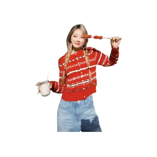 ZVJH Красный Женский Трикотаж