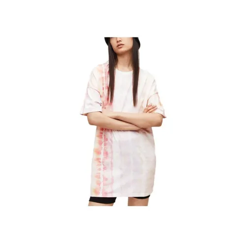 ALLSAINTS Радужный Розовый Женские Платья с Коротким Рукавом