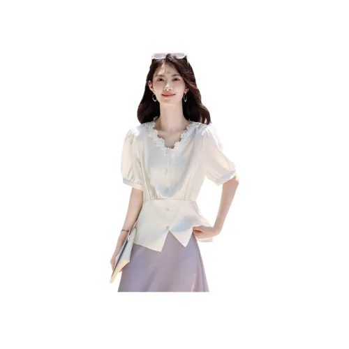 SHANGJING Белые Женские Рубашки