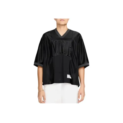 Nike Рукав с оборванным плечом T-рубашка Женская Черная