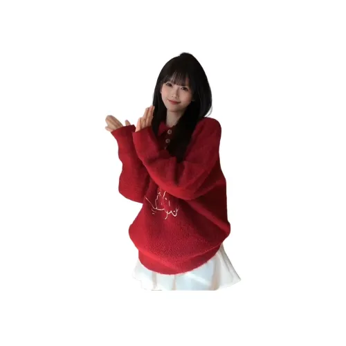 9c collective Красный Свитер Женские Трикотаж