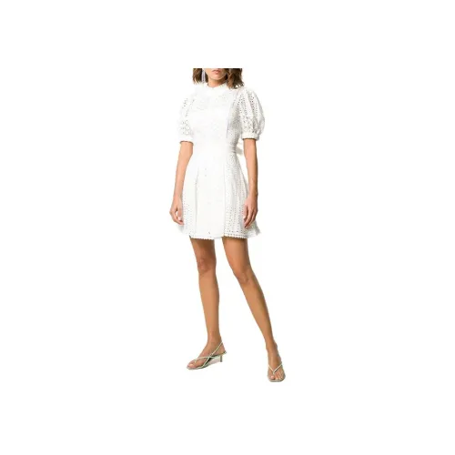 Self Портрет Белый Женские Короткие Платья с Рукавами