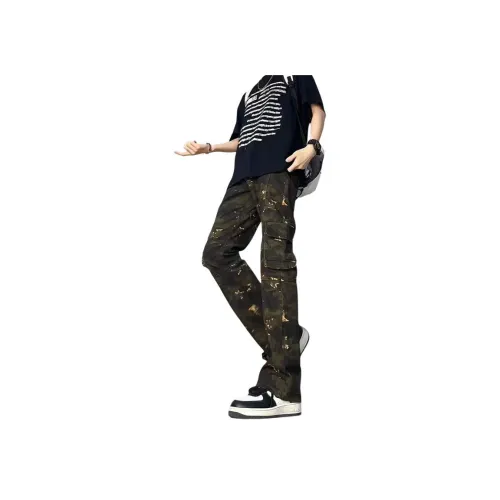 HANDAIWEI Камуфляж Унисекс Брюки с карманами