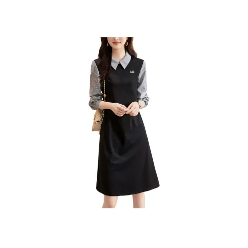 XWI Black Женские Длинные Рукава Платья