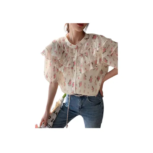 NANING 9 Цветочные Женские Рубашки