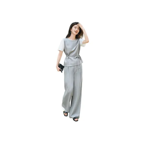 XWI Синий и Белый Женские Повседневные Костюмы