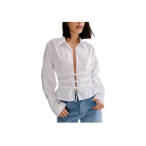 NASTY GAL Галстук Передняя часть Длинный рукав Рубашка Женская Белая